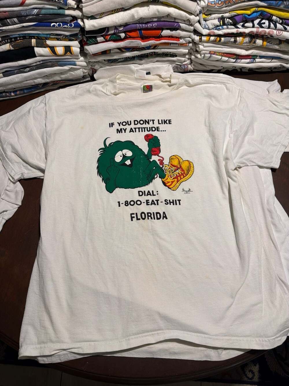 Vintage 1997 Florida If You Don't Like My Attitude Dial 1-800-EAT-SHIT Tee XL